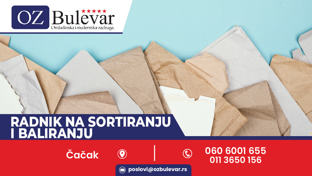 Radnik na sortiranju i baliranju