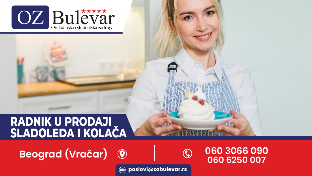 Radnik u prodaji saladoleda i kolača