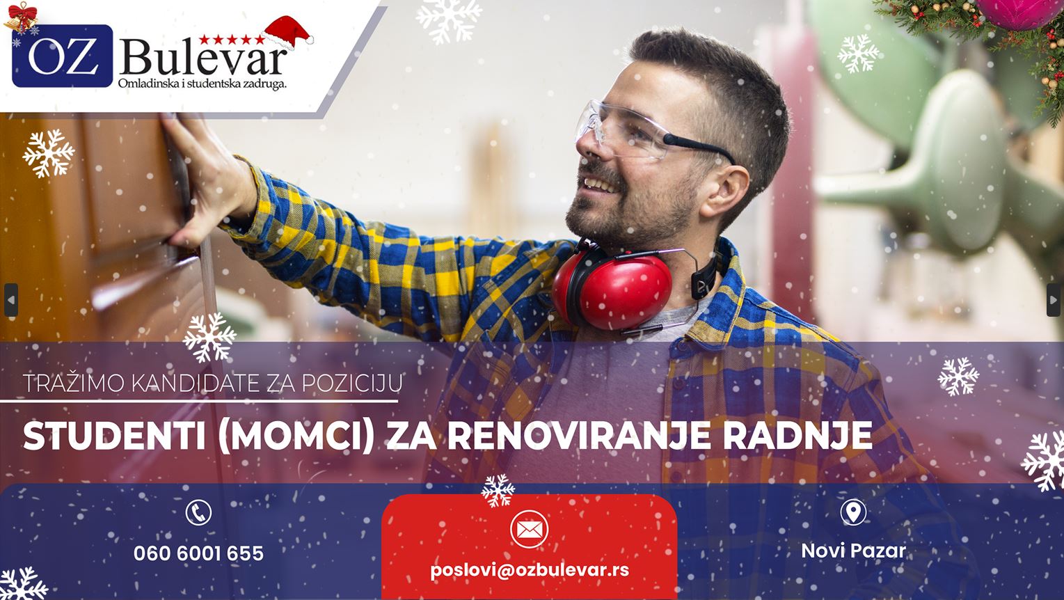 Studenti (momci) za renoviranje radnje