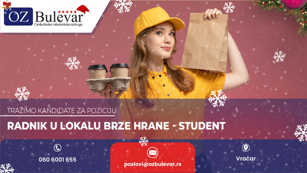 Radnik u lokalu brze hrane - student