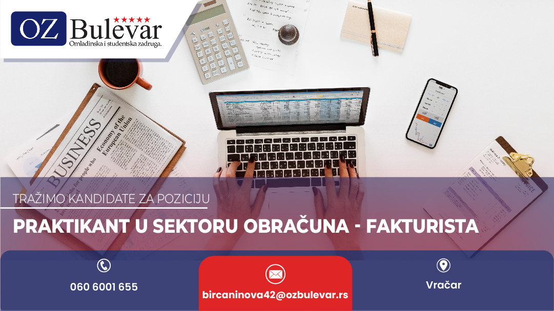 Praktikant u sektoru obračuna - fakturista radnih naloga