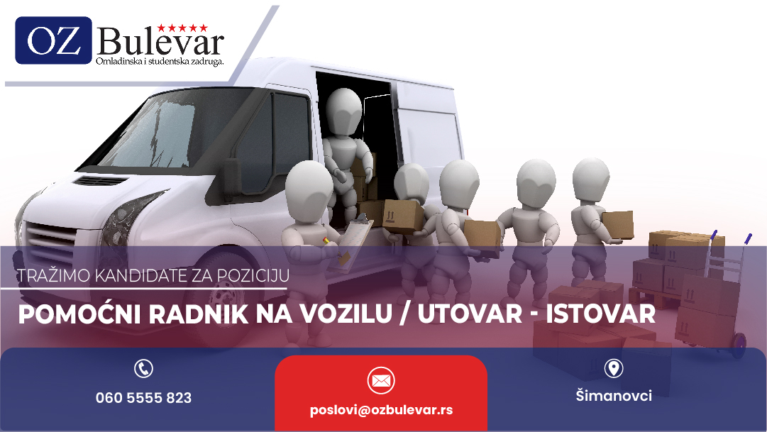 Pomoćni radnik na vozilu - utovar istovar 