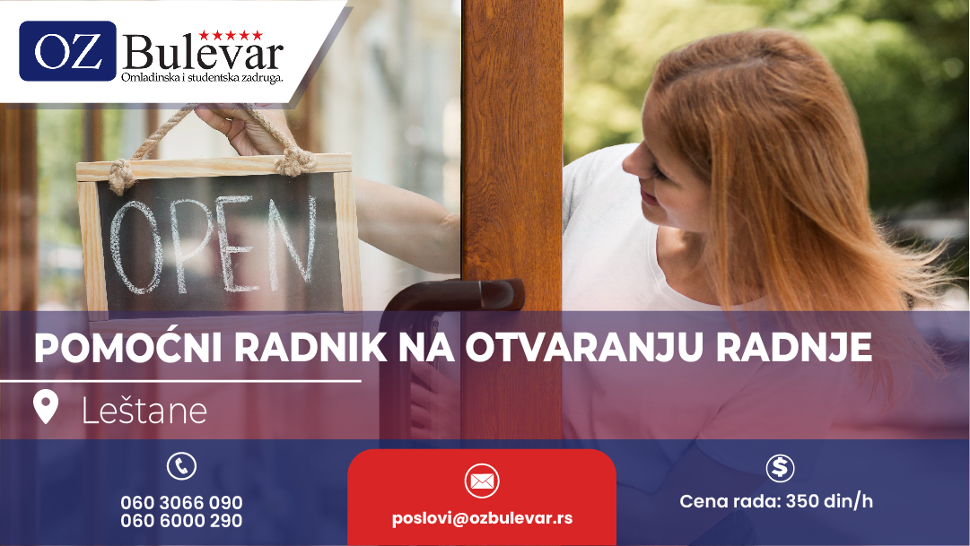Pomoćni radnik na otvaranju radnje