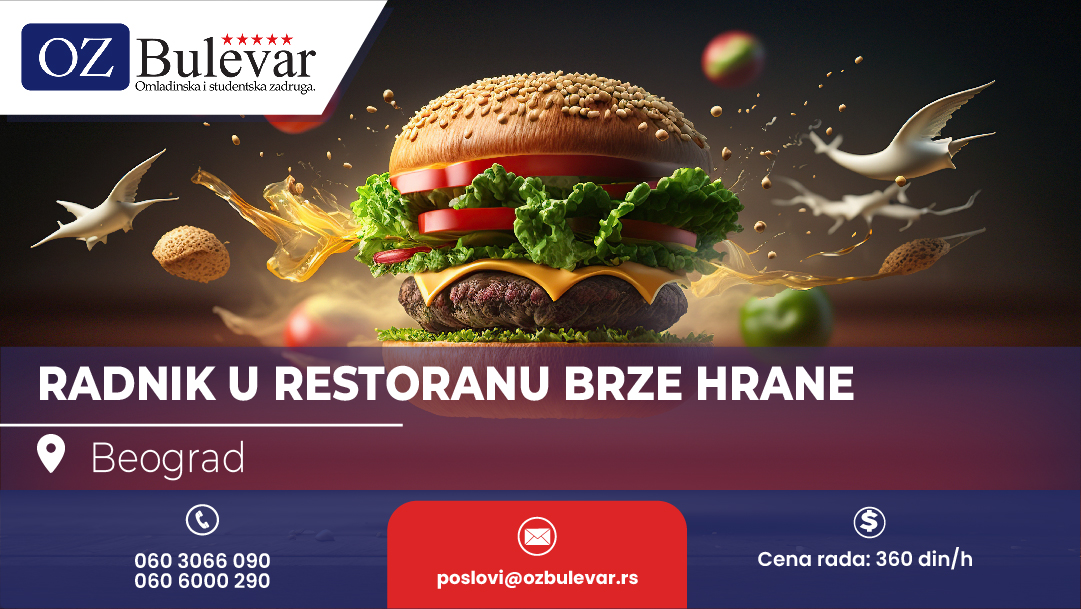 Radnik u restoranu brze hrane