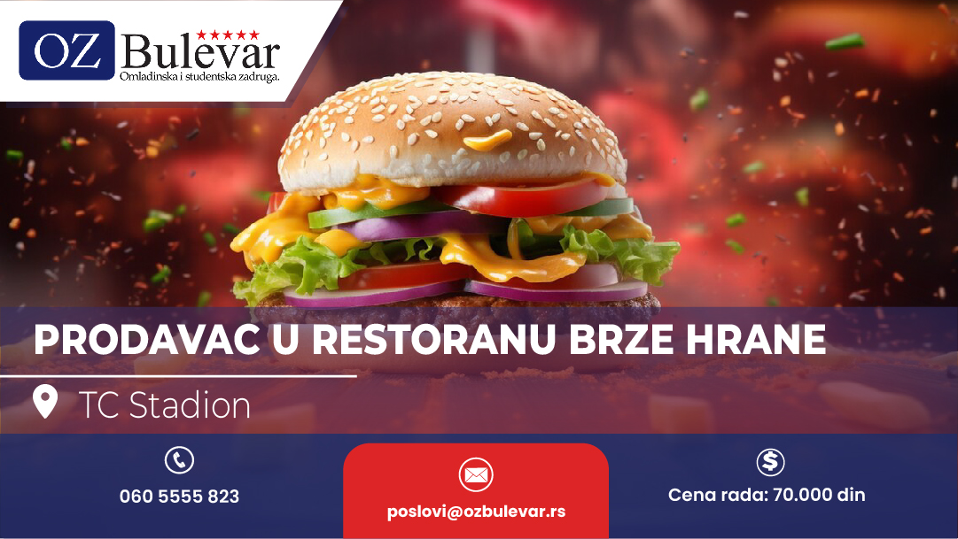 Prodavac u restoranu brze hrane
