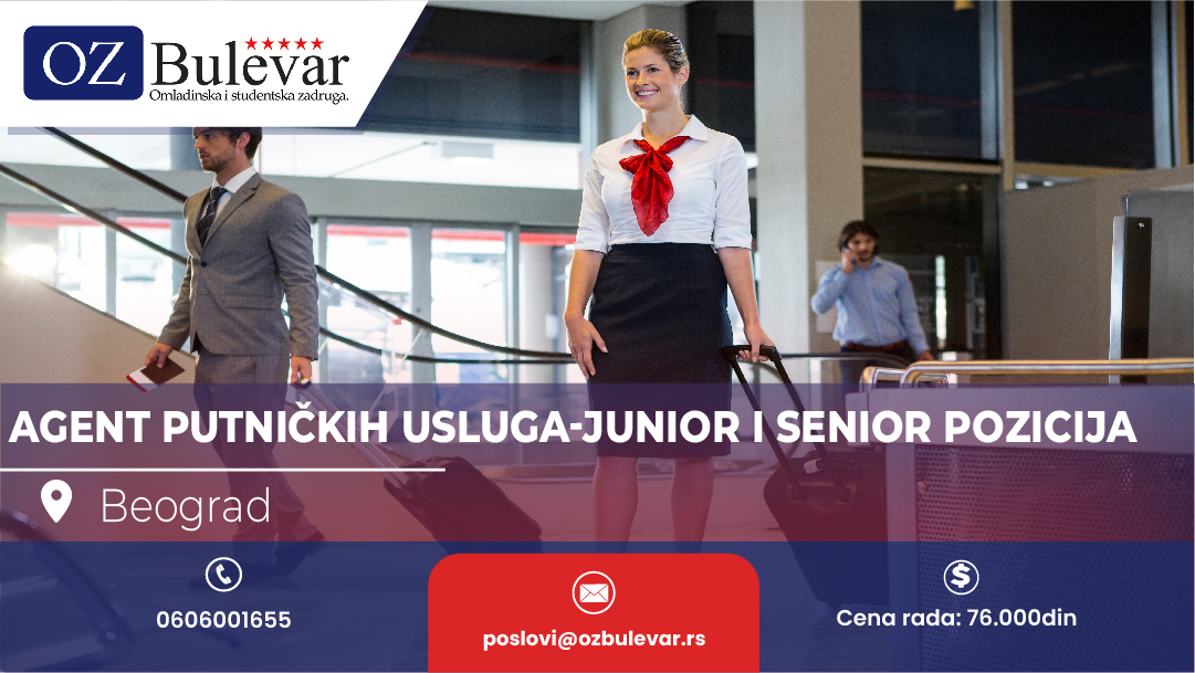 Agent putničkih usluga – junior i senior pozicija