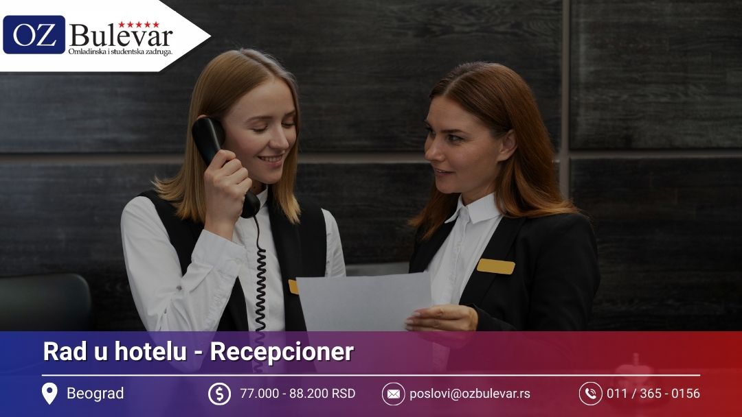 Recepcioner | Posao preko Omladinske zadruge Bulevar