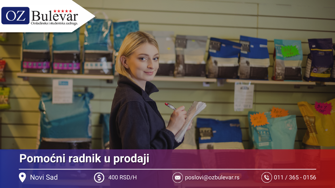 Pomoćni radnik u prodaji | Posao preko Omladinske zadruge Bulevar