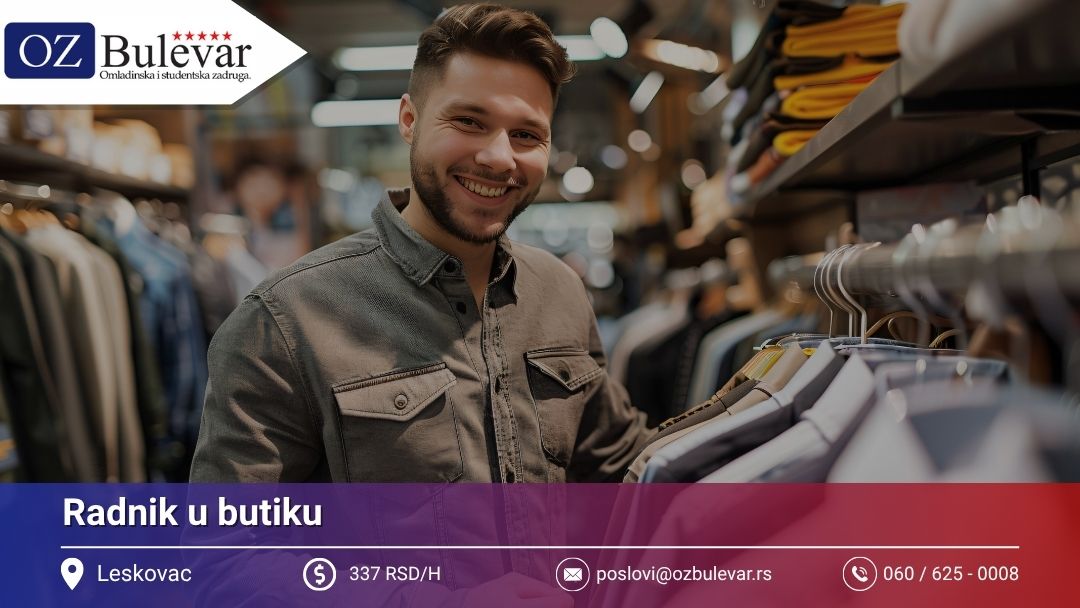 Radnik u butiku | Posao preko Omladinske zadruge Bulevar