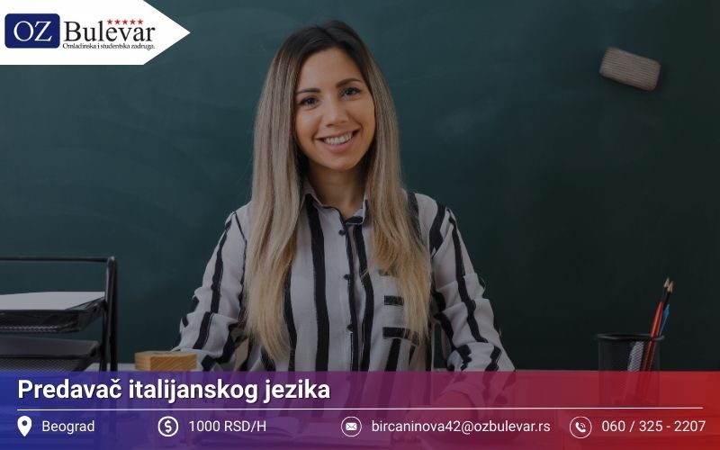 Predavač italijanskog jezika | Posao preko Omladinske zadruge Bulevar