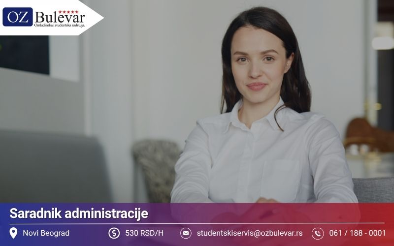 Saradnik u administraciji | Posao preko Omladinske zadruge Bulevar