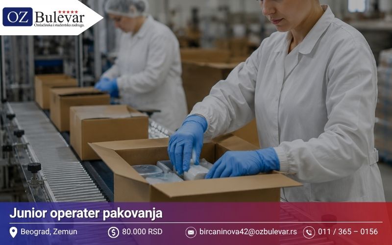 Junior operater pakovanja | Posao preko Omladinske zadruge Bulevar