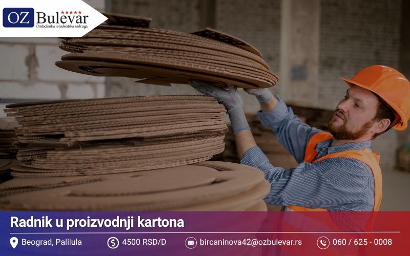 Radnik u proizvodnji kartona | Posao preko Omladinske zadruge Bulevar