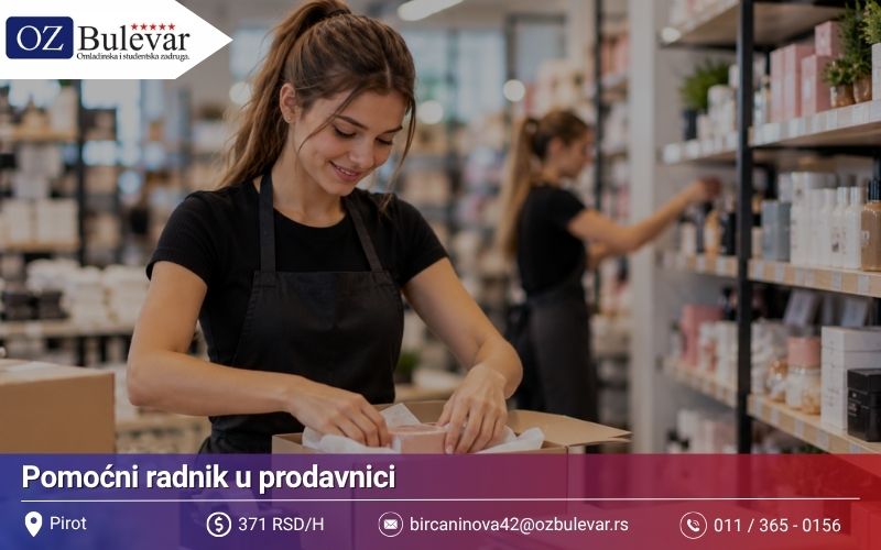 Pomoćni radnik u prodavnici | Posao preko Omladinske zadruge Bulevar