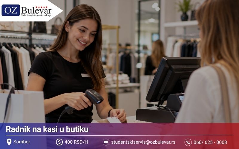 Radnik u butiku na kasi  | Posao preko Omladinske zadruge Bulevar