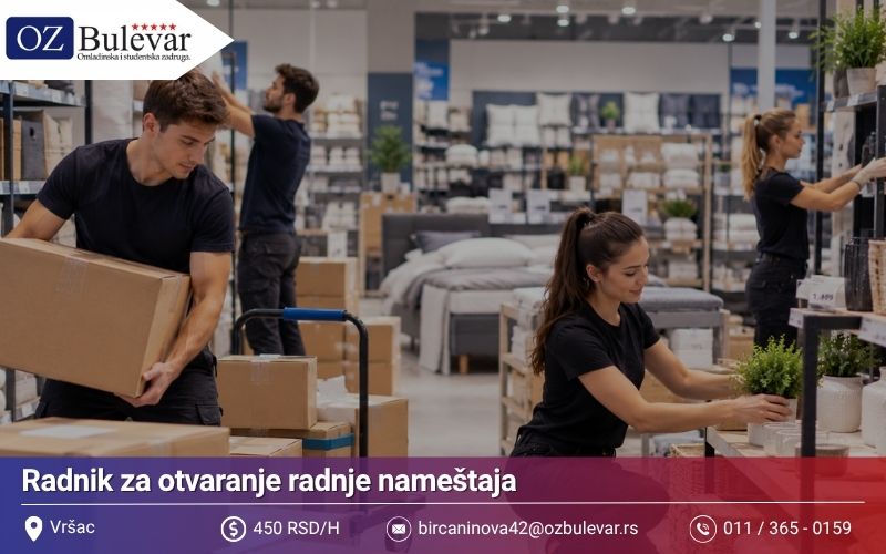Radnik za otvaranje radnje | Posao preko Omladinske zadruge Bulevar